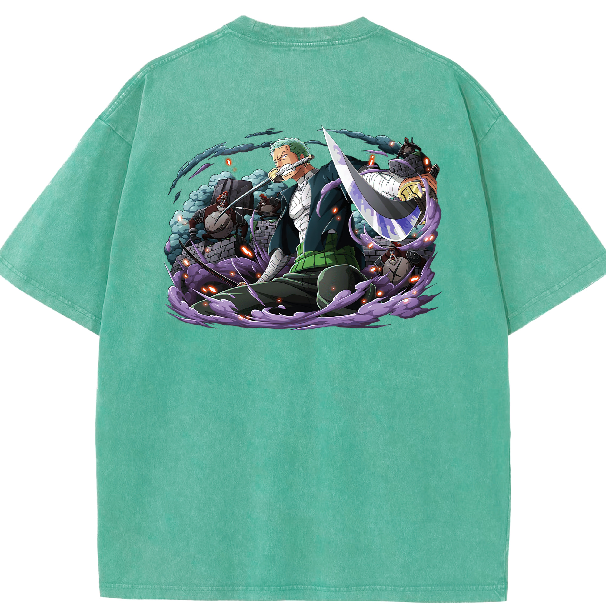 ワンピース ロロノア・ゾロ ONE PIECE Roronoa Zoro 綿100% ヴィンテージ風 半袖Tシャツ（背面プリント）